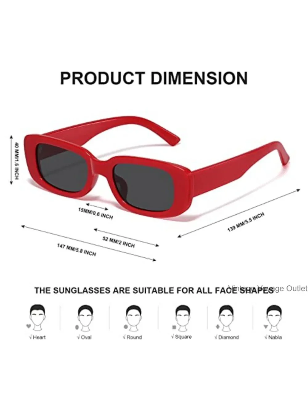 Y2K Rectangle Sunglasses for Women Men UV Protection Chunky Frame Retro